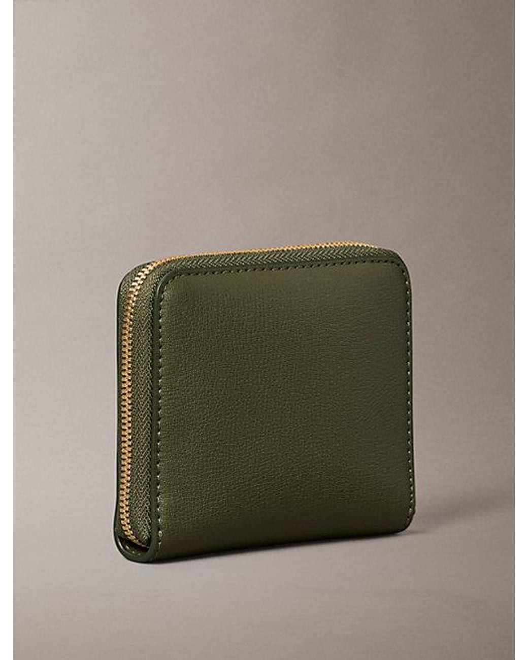 Calvin Klein Green Foil Logo Zip Wallet