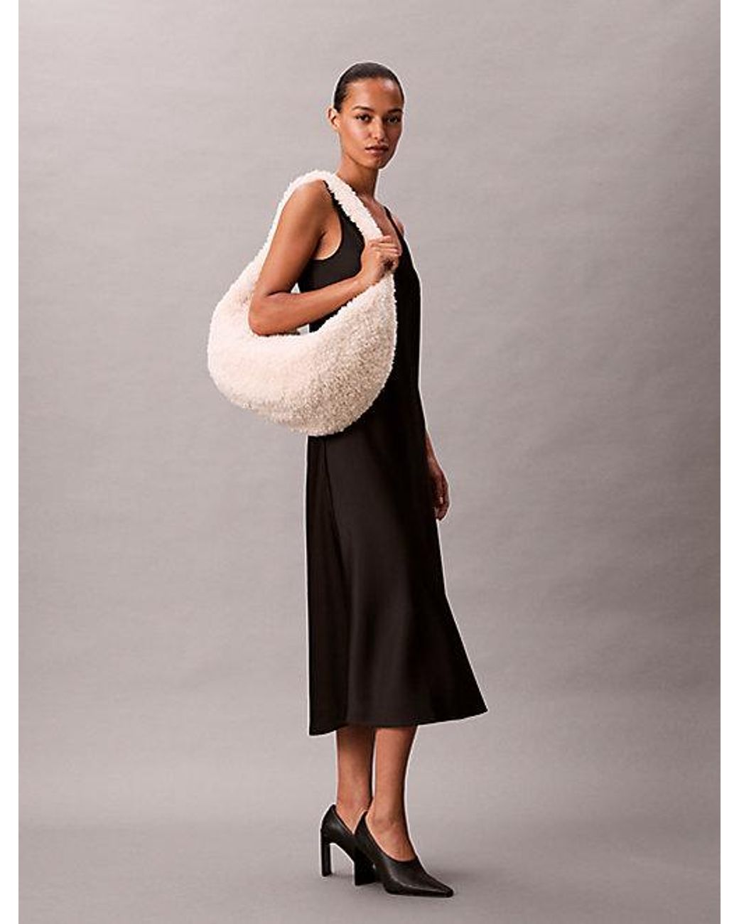 Calvin Klein Natural Sherpa Large Shoulder Bag