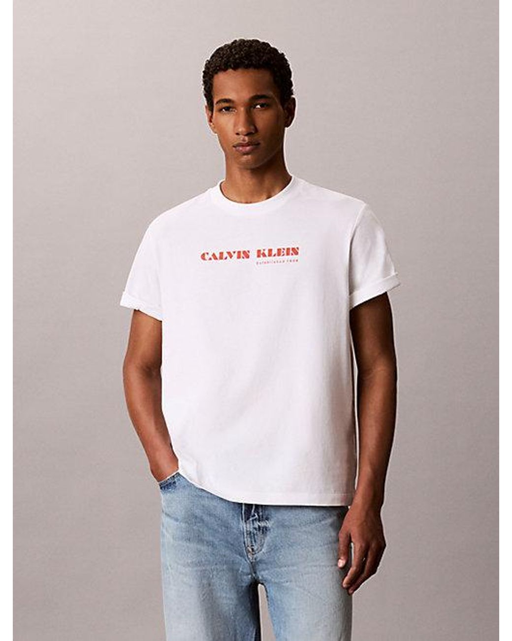 Calvin Klein Blue Jeans Relaxed Logo T-Shirt for men