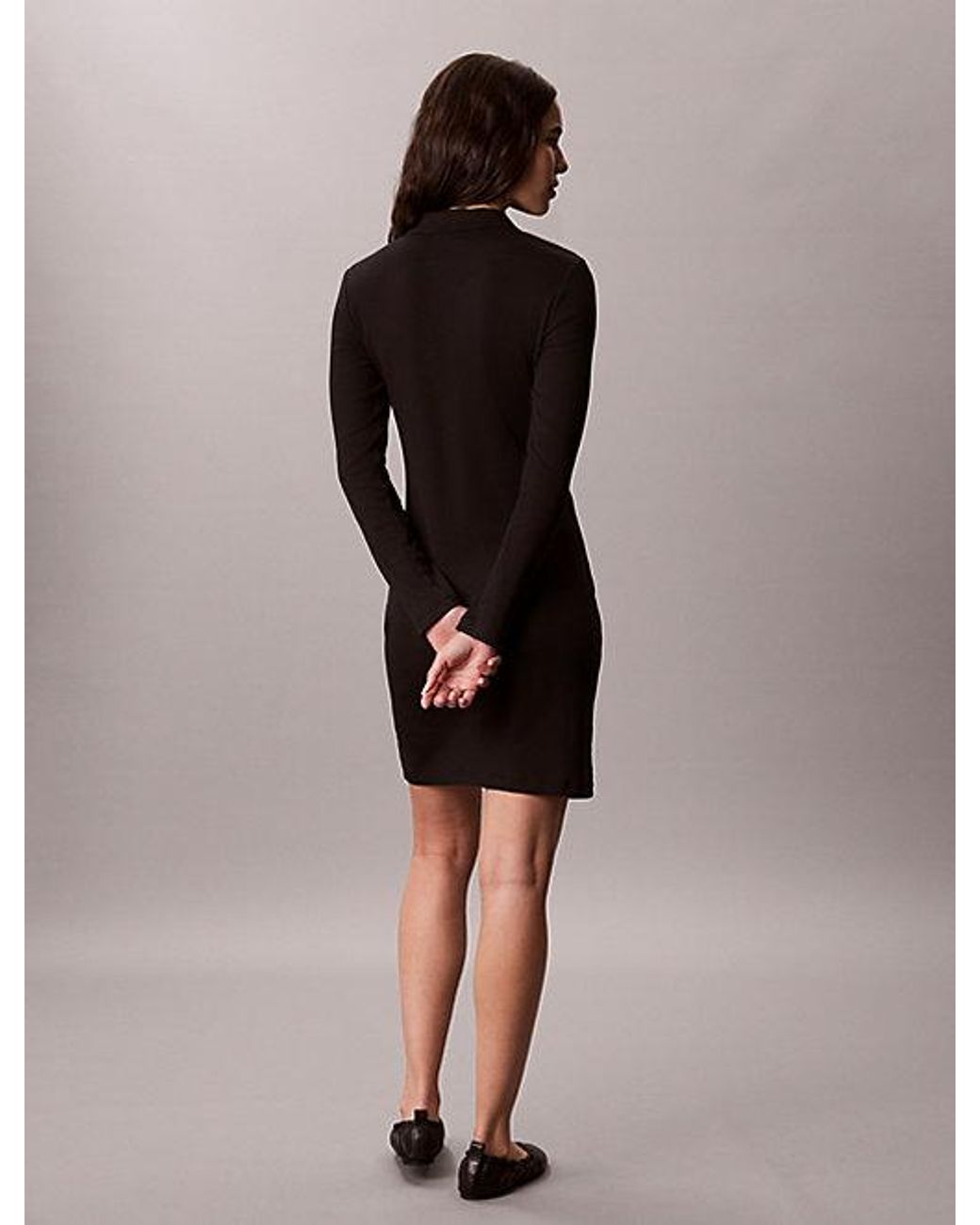 Calvin Klein Brown Jeans Ribbed Cotton Buttoned Polo Dress