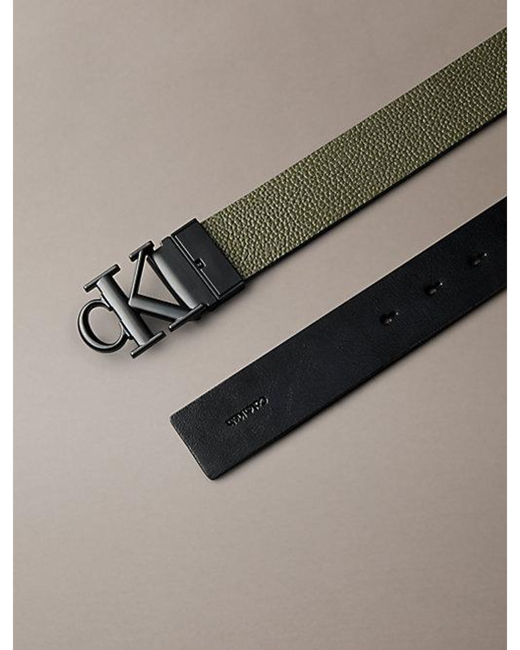 Calvin Klein Multicolor Reversible Leather Monogram Logo Belt for men