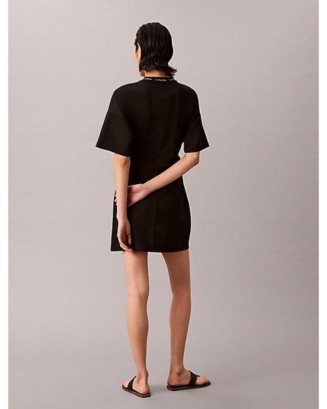 Calvin Klein Brown Jeans Milano Jersey Draped T-Shirt Dress