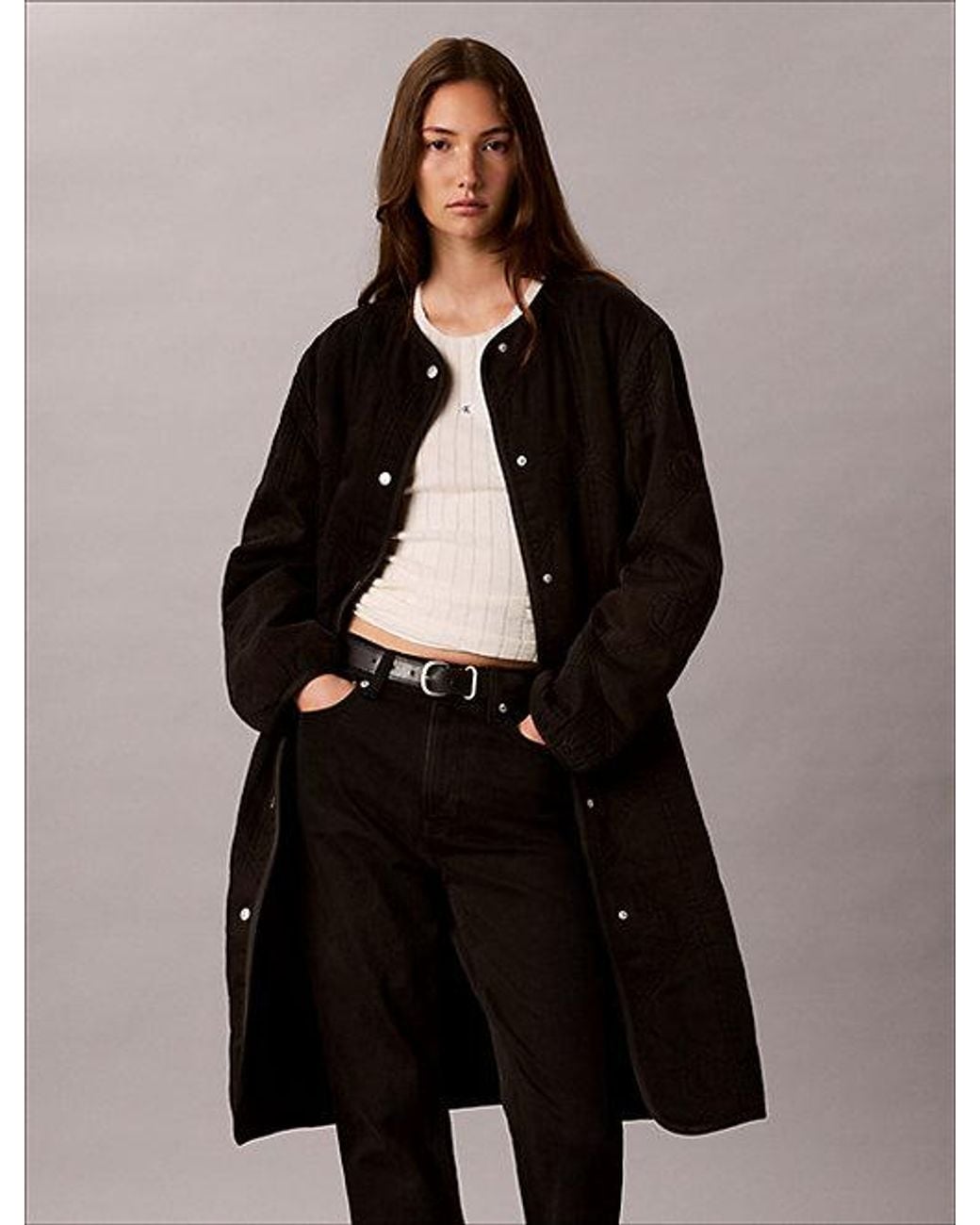 Calvin Klein Black Quilted Denim Liner Coat
