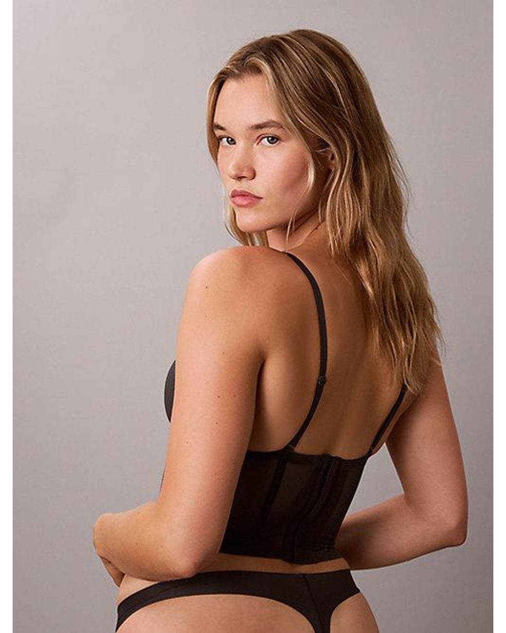 Calvin Klein Black Shapewear Bustier Top Minimalist Mesh Shapewear