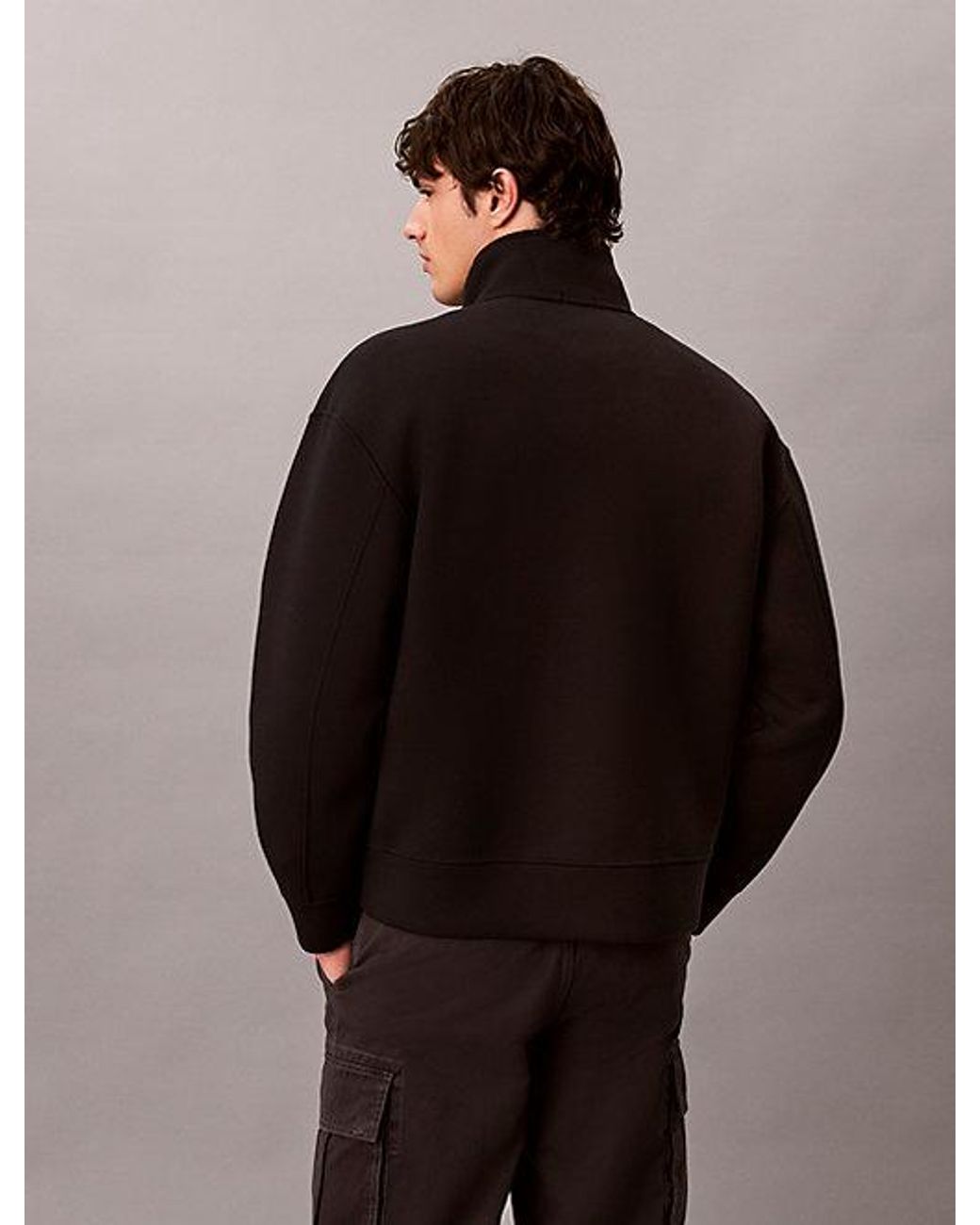 Calvin Klein Black Double Knit Jersey Zip Up Jacket for men