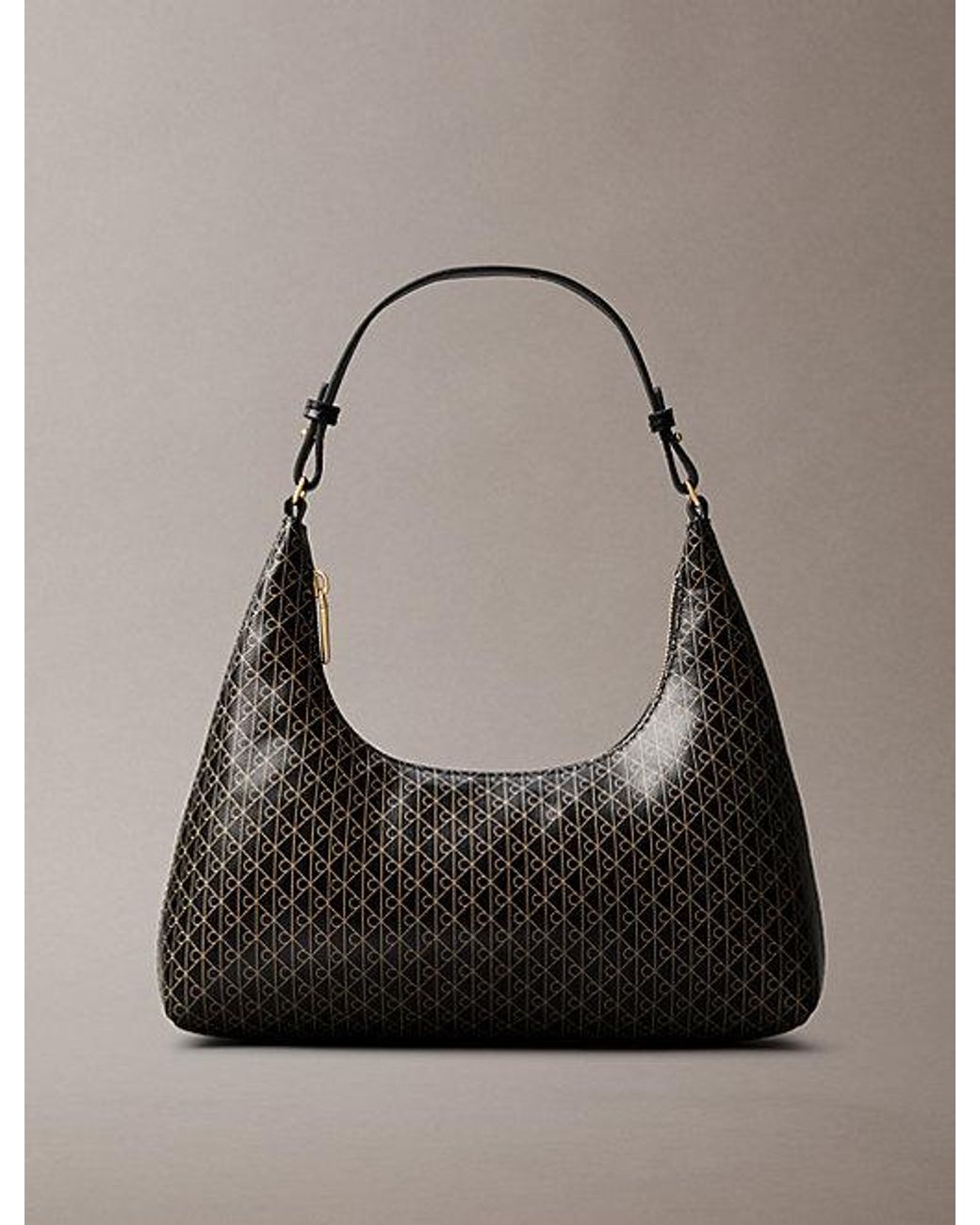 Calvin Klein Gray Allover Monogram Logo Shoulder Bag