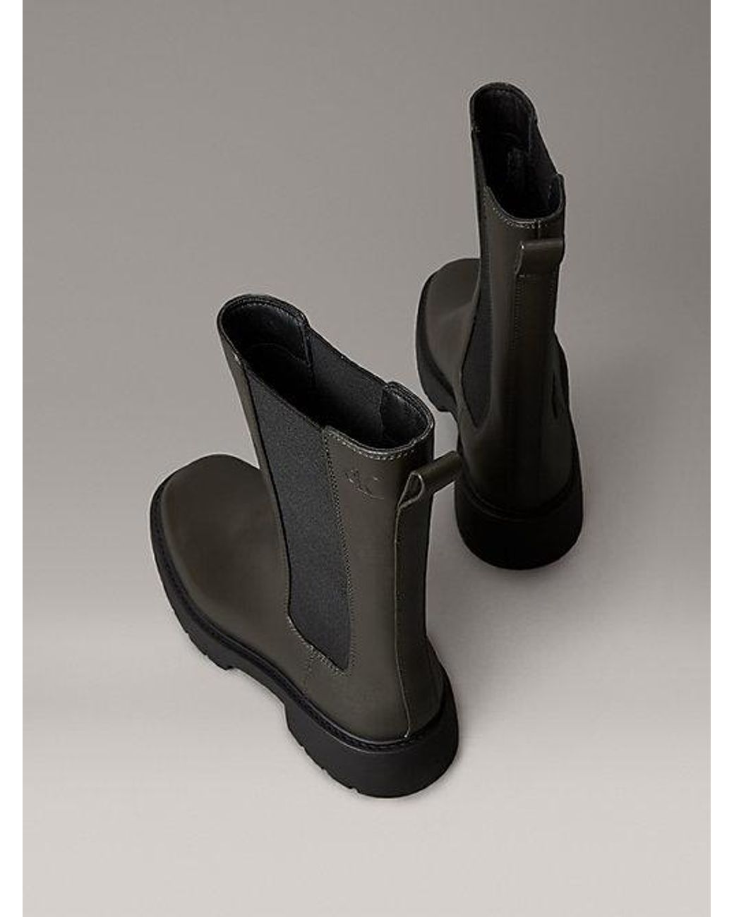 Calvin Klein Black Ck Bold Leather Tall Chelsea Boots