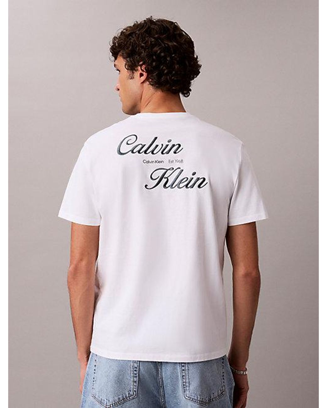 Calvin Klein Blue Jeans Embroidered Logo T-Shirt for men