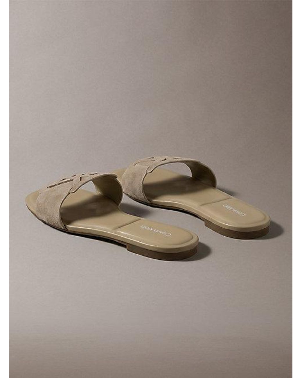 Calvin Klein Gray Ck Provence Suede Square Toe Sandals