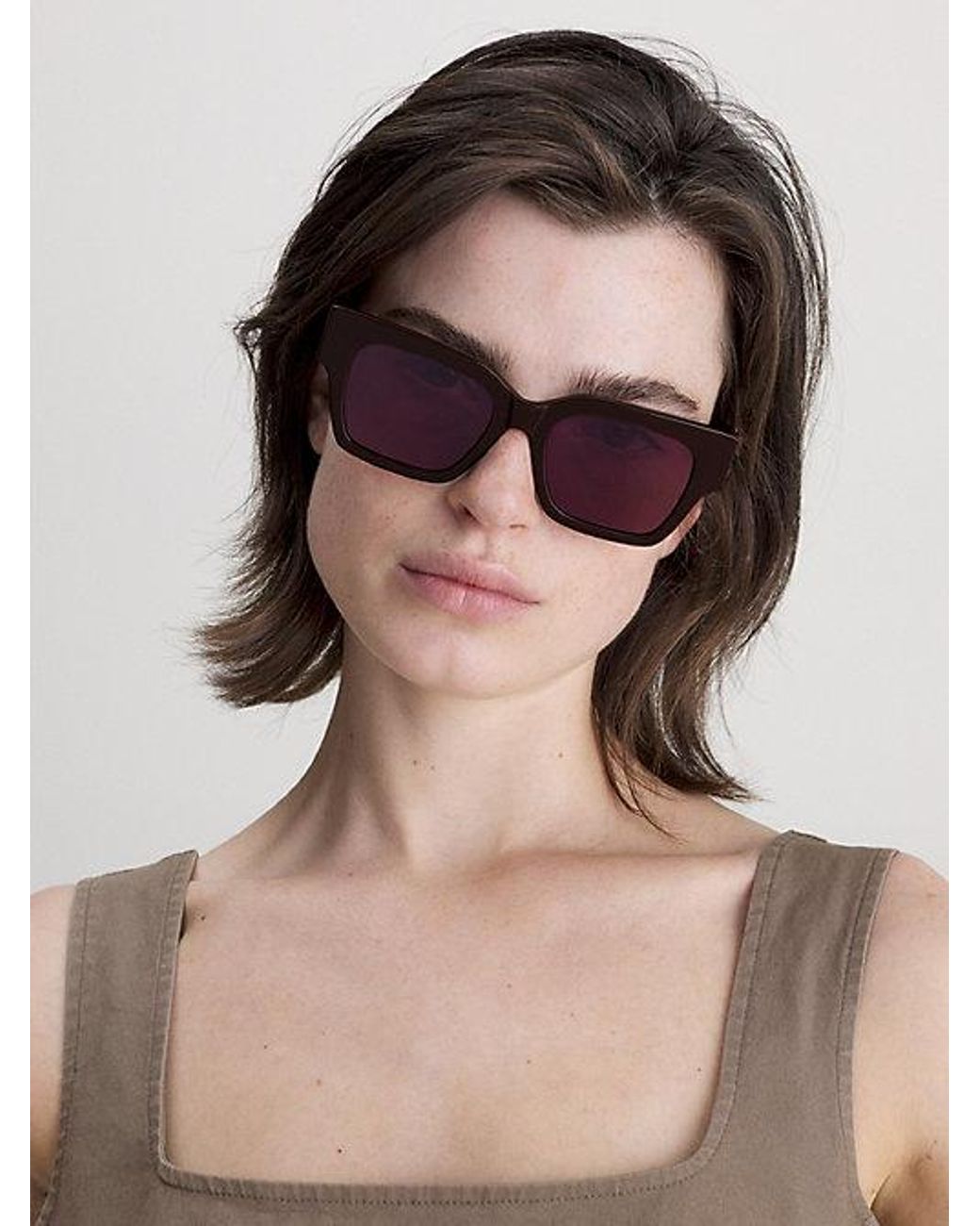 Calvin Klein Purple Jeans Rectangle Sunglasses