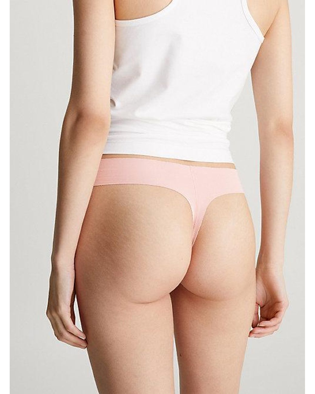Calvin Klein Pink Thong Invisibles Cotton