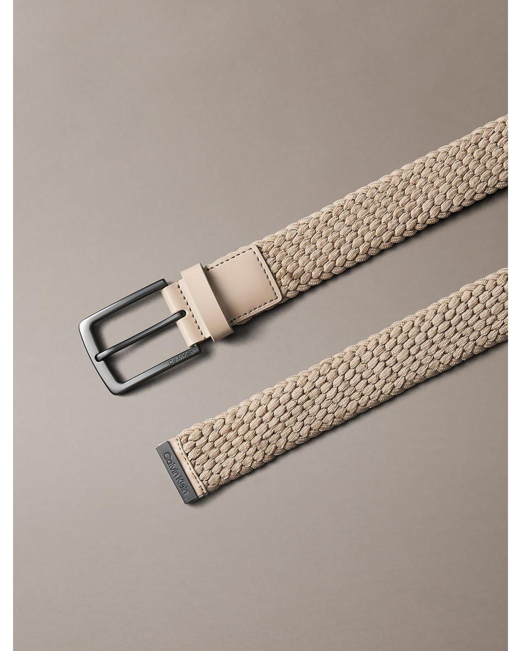 Cintura Con Logo Intrecciato di Calvin Klein in Brown da Uomo