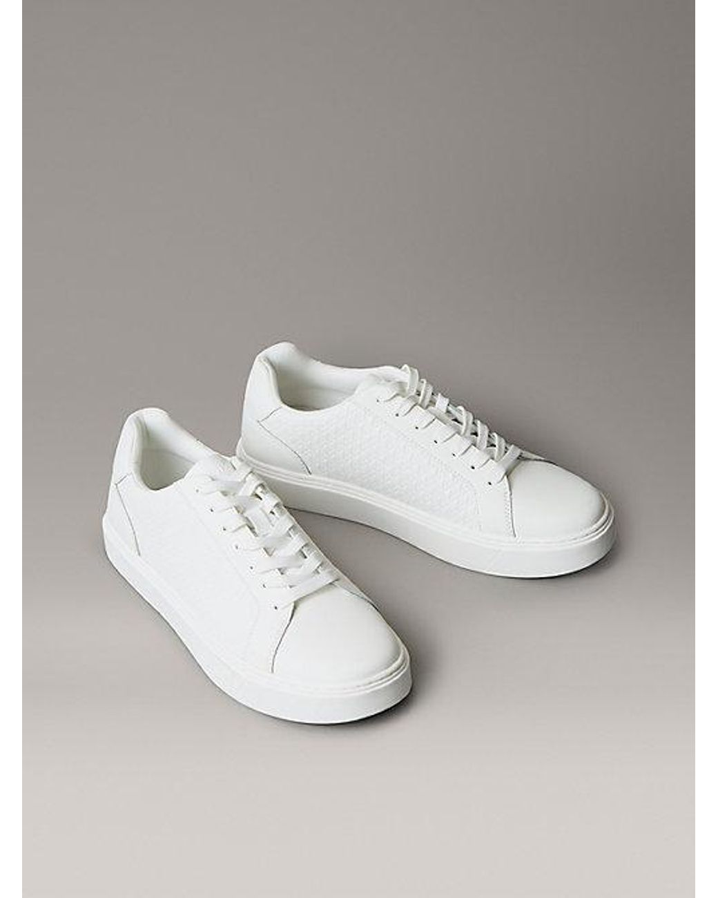 Calvin Klein White Jeans Ck Baseline Leather Signature Trainers for men