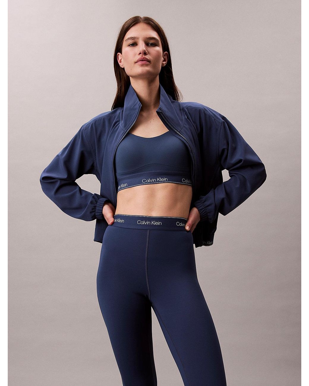 Legging Da Palestra 7/8 A Vita Alta Ad Asciugatura Rapida di Calvin Klein in Blue