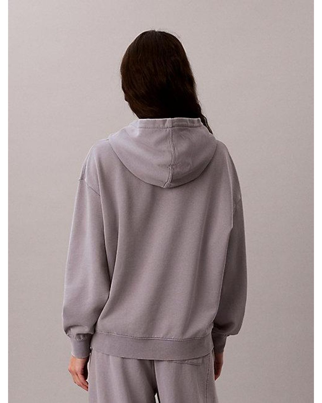 Calvin Klein Purple Jeans Cotton Terry Badge Hoodie