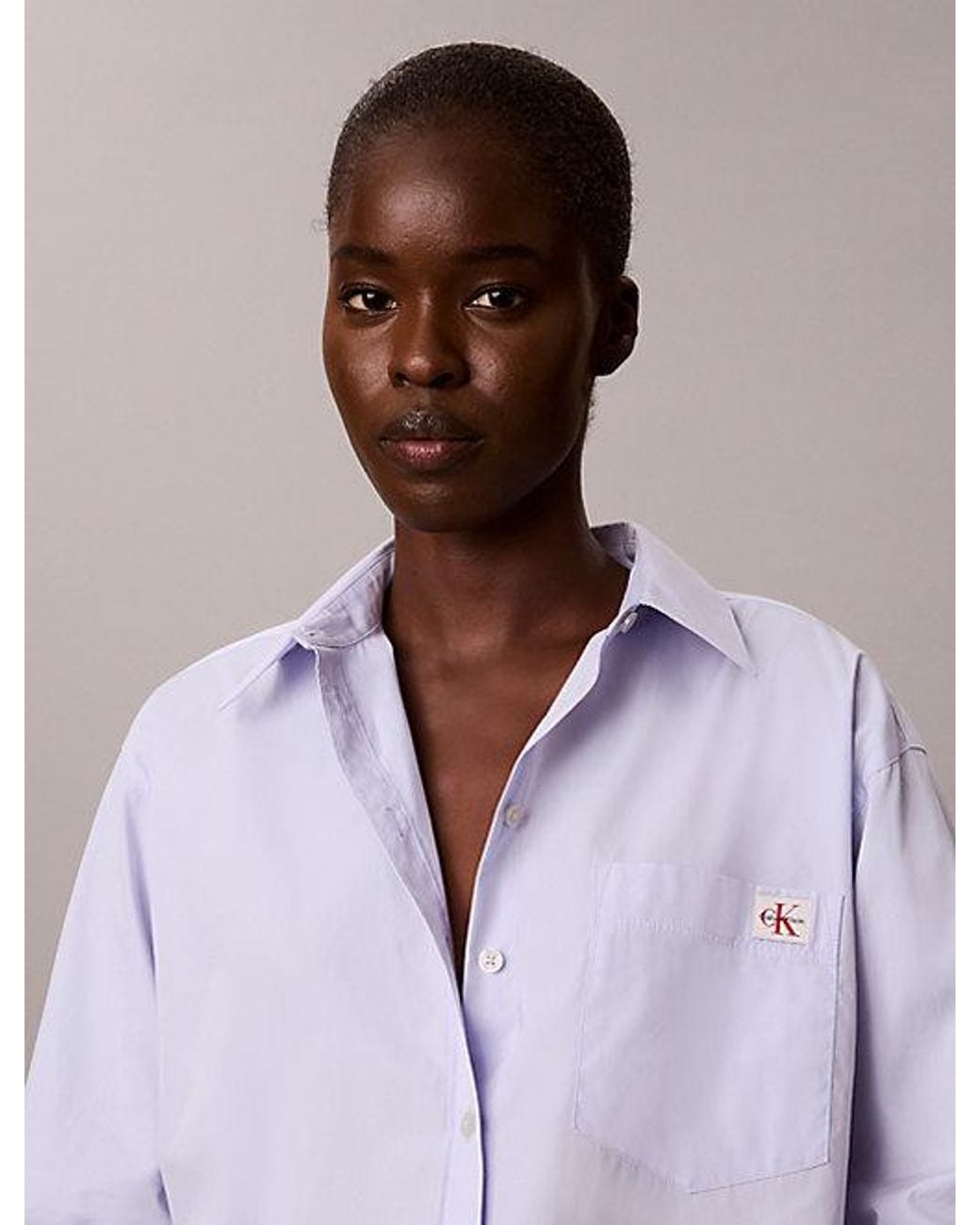 Calvin Klein Purple Jeans Cotton Poplin Relaxed Button Down Shirt