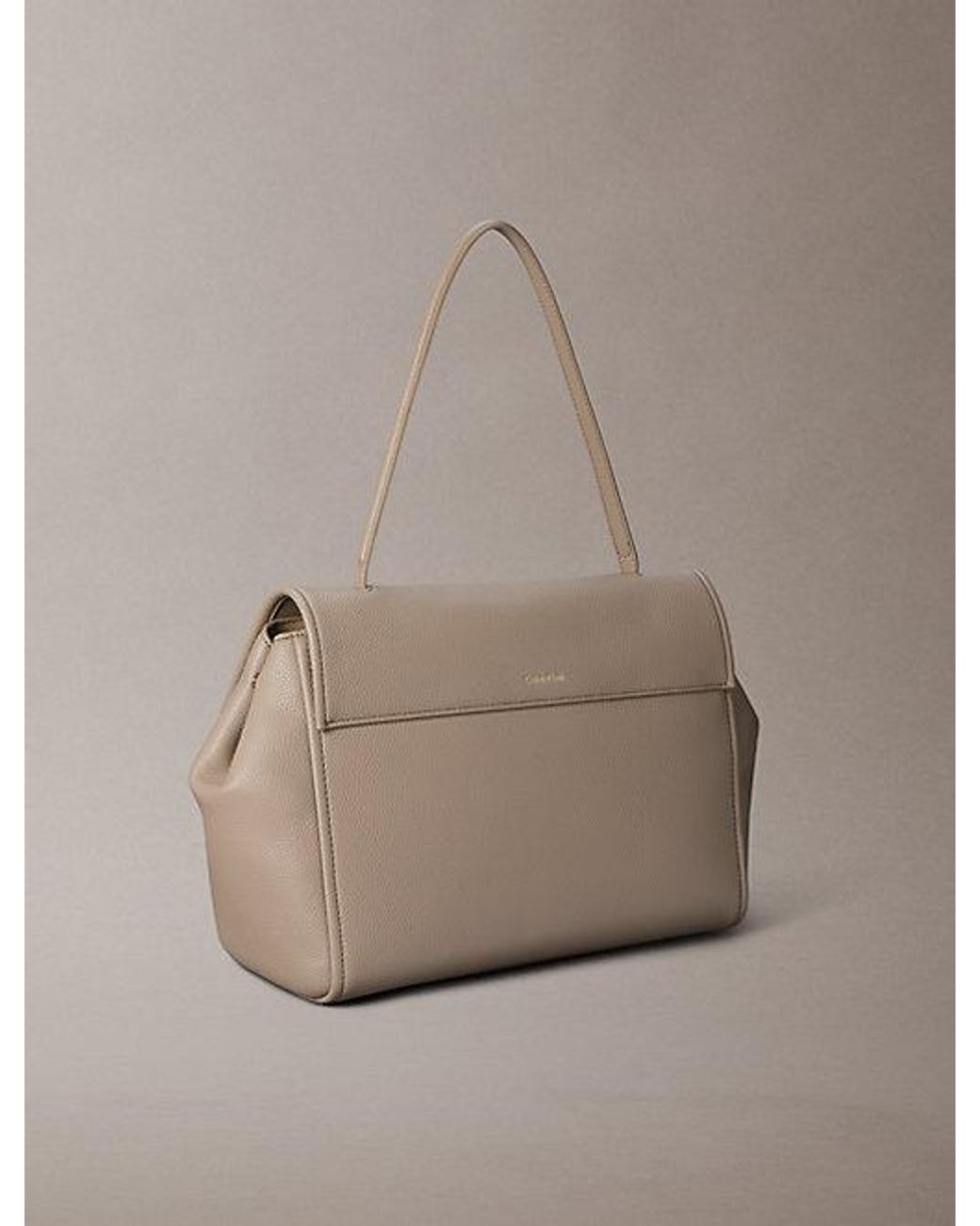 Calvin Klein Natural Pebble Grain Satchel Bag