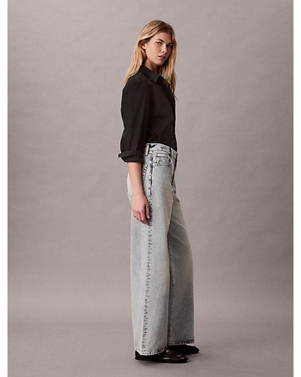 Calvin Klein Gray Jeans Wide Leg Jeans