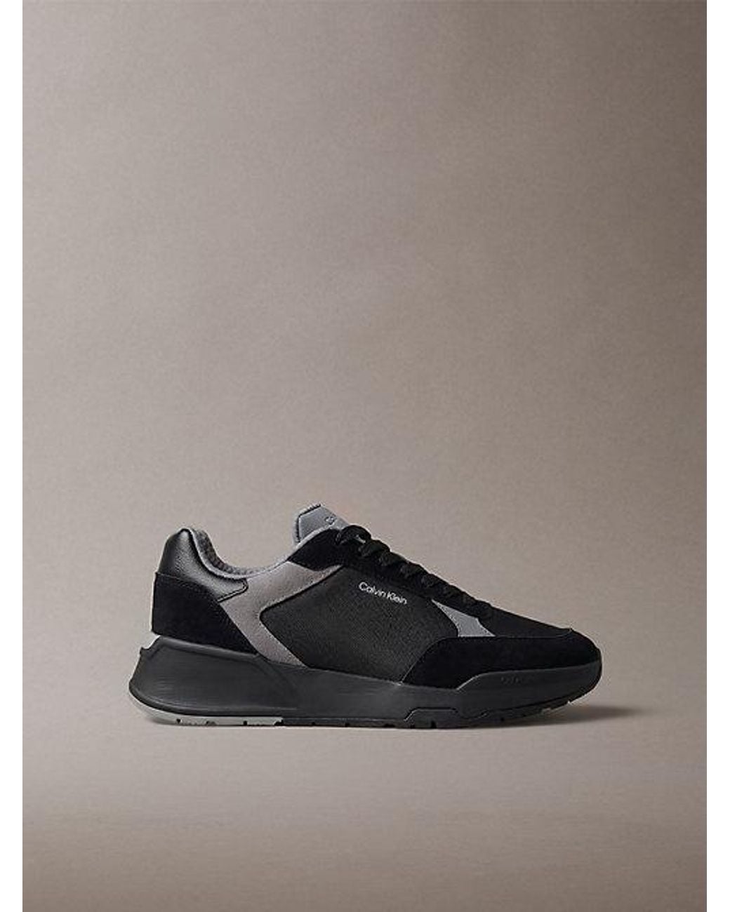 Calvin Klein Gray Suede Chunky Dad Trainers for men