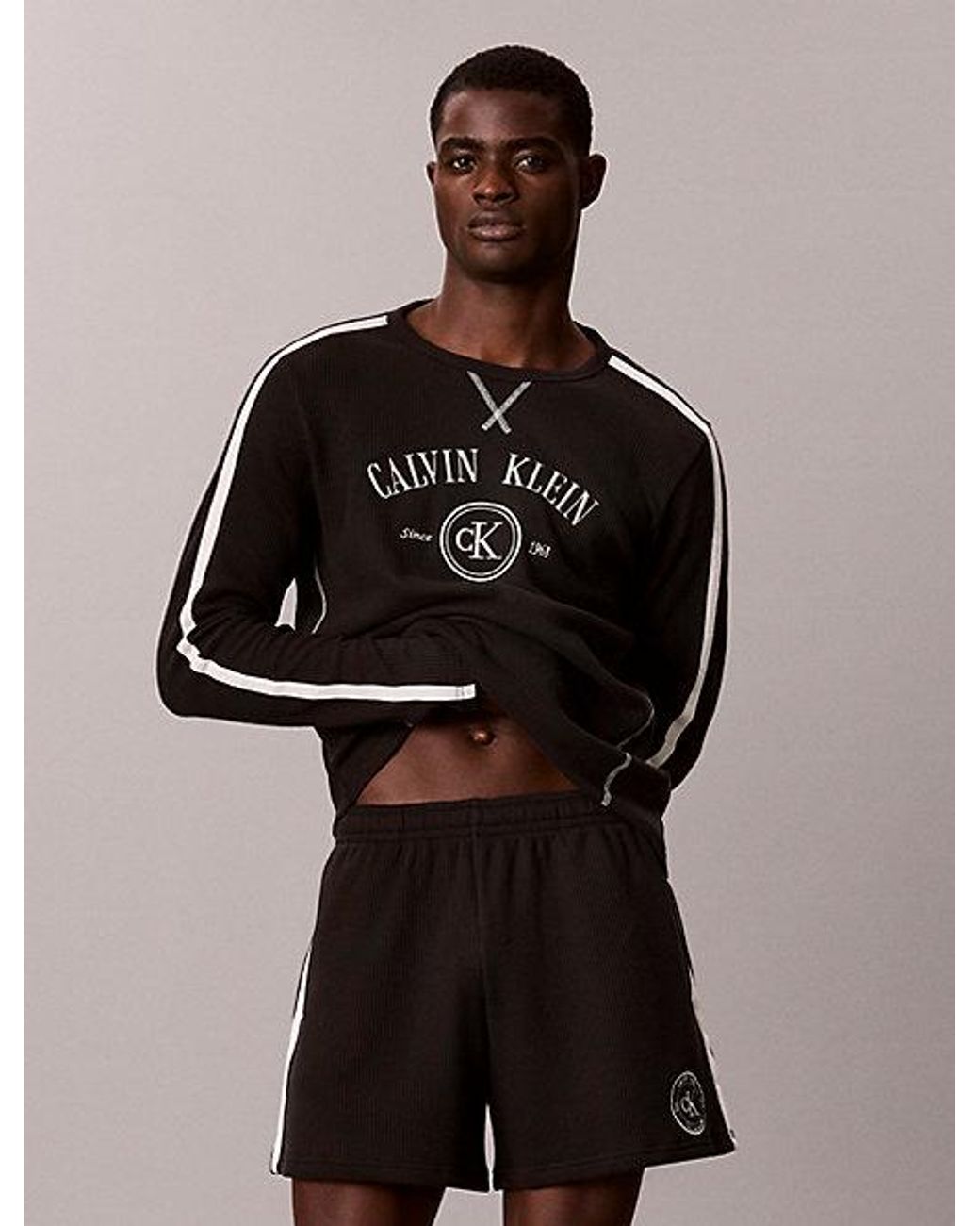 Calvin Klein Black Soft Waffle Lounge Shorts for men