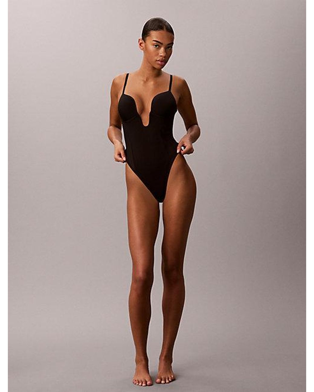 Calvin Klein Black Shapewear Plunge Bodysuit Perfectly Fit Shapewear