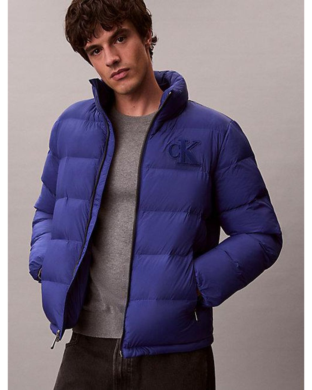 Calvin Klein Blue Jeans Monogram Puffer Jacket for men