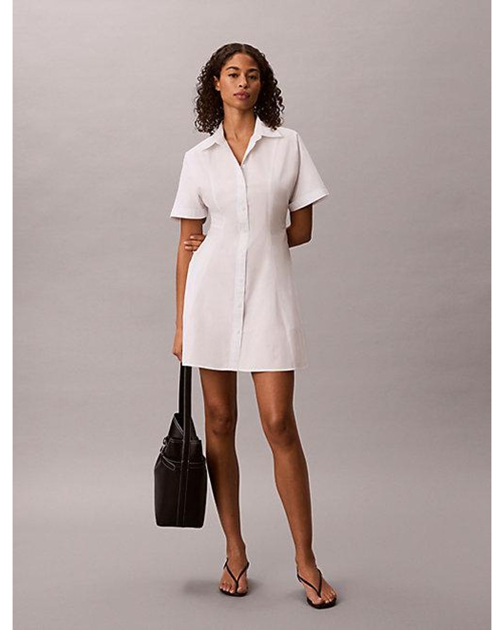 Calvin Klein Pink Jeans Cotton Poplin Mini Shirt Dress