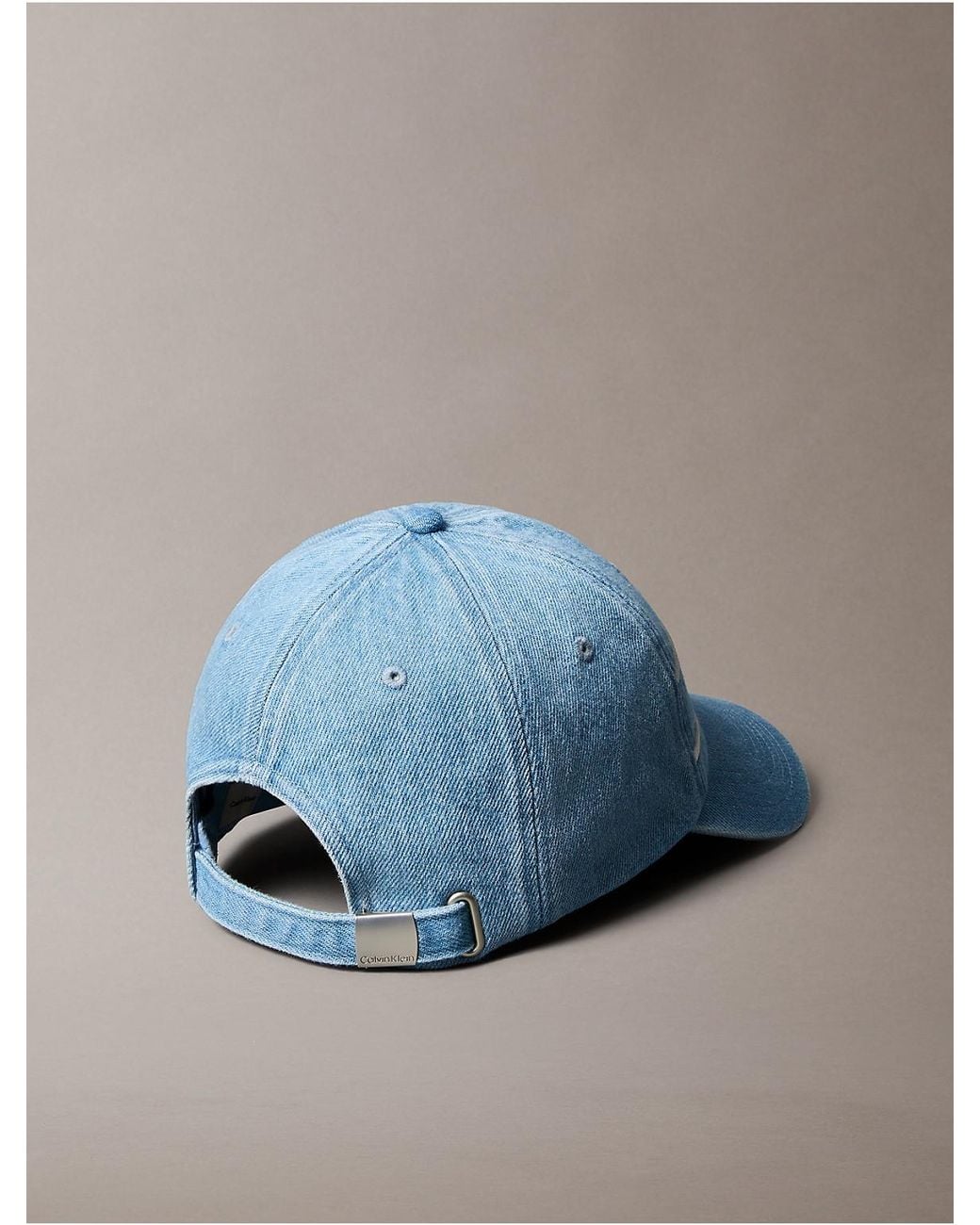 Calvin Klein Blue Denim Varsity Monogram Logo Baseball Cap for men