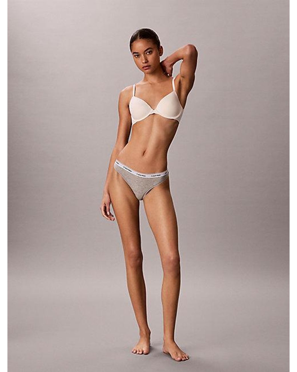 Calvin Klein Gray 3 Pack Low Rise Thongs Icon Logo