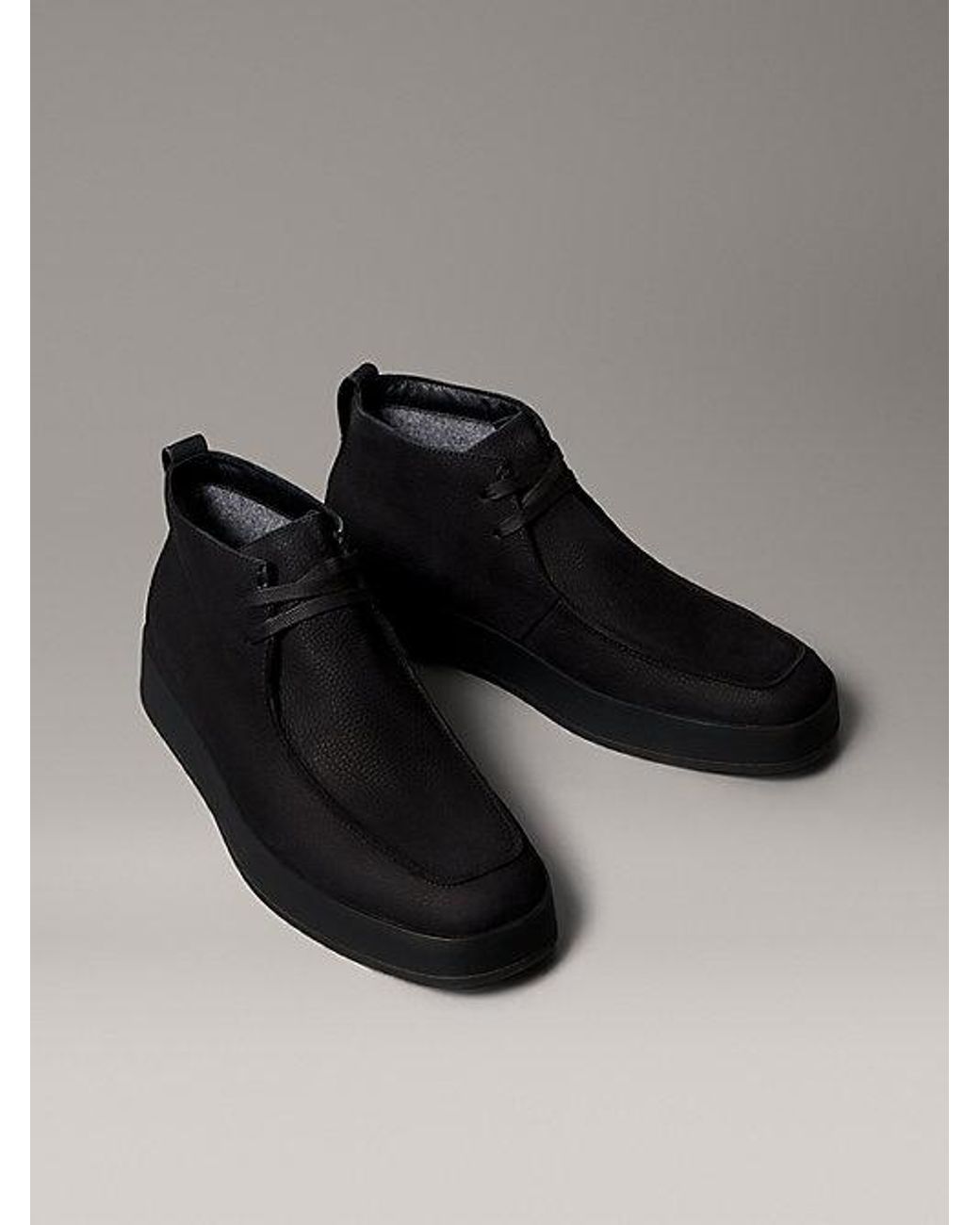 Calvin Klein Black Leather Warm Hybrid Cupsole Chukka Boots for men