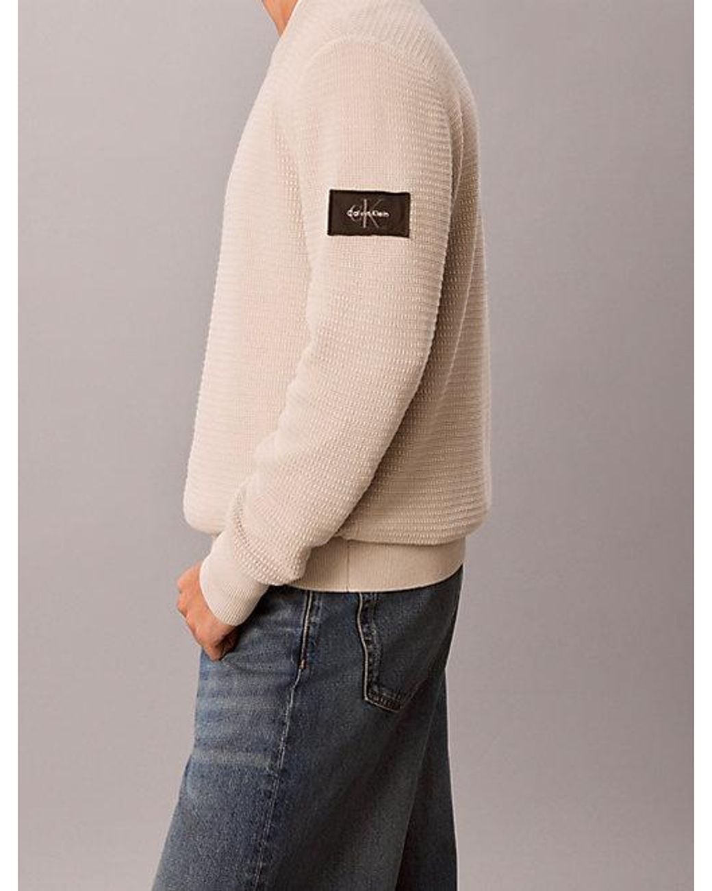 Calvin Klein Blue Jeans Textured Rib Cotton Jumper for men