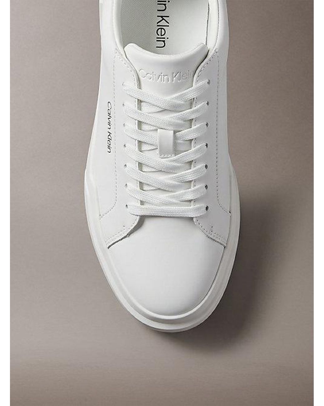 Calvin Klein Gray Leather Durable Traction Chunky Trainers for men