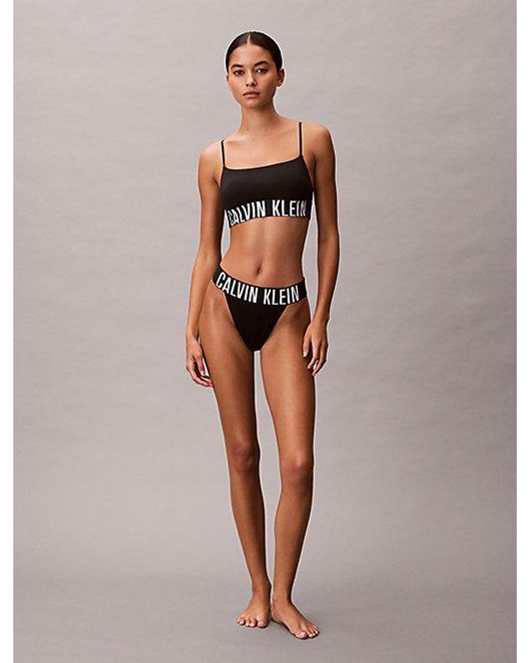 Calvin Klein Black High Leg Thong Intense Power Cooling