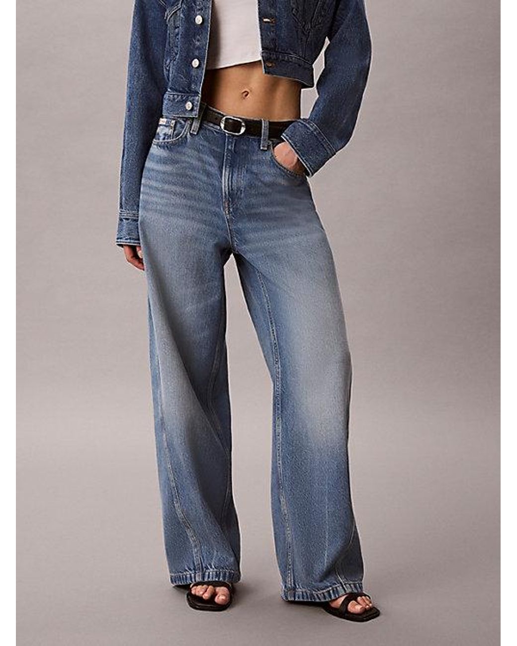 Calvin Klein Blue Jeans Low Rise Twisted Baggy Jeans