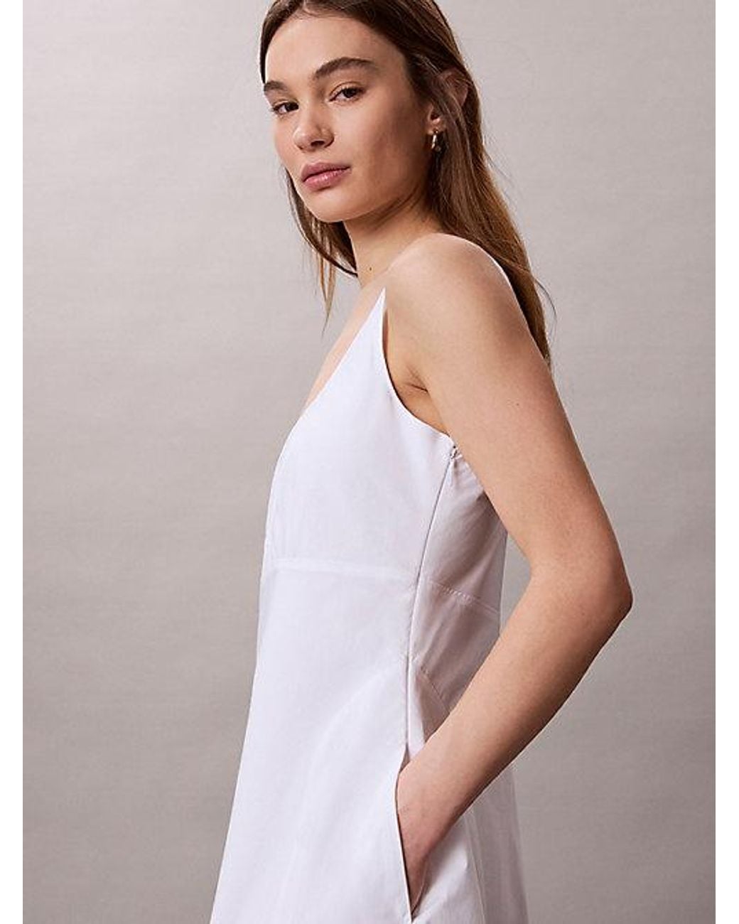Calvin Klein Purple Jeans Cotton Poplin Midi Dress