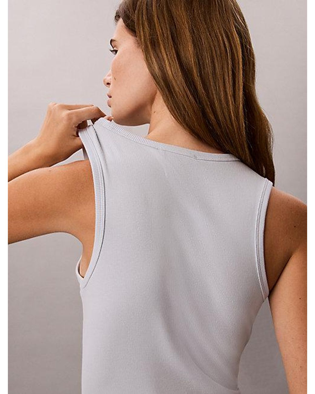 Calvin Klein Blue Jeans Ribbed Cotton Midi Tank Dress