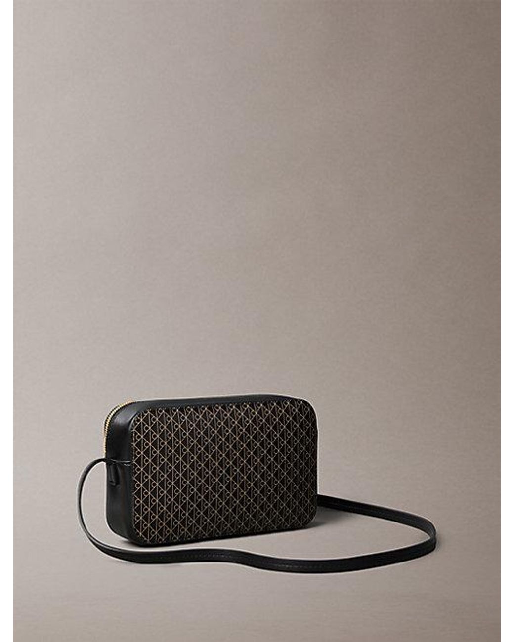 Calvin Klein Gray Allover Emblem Logo Camera Bag