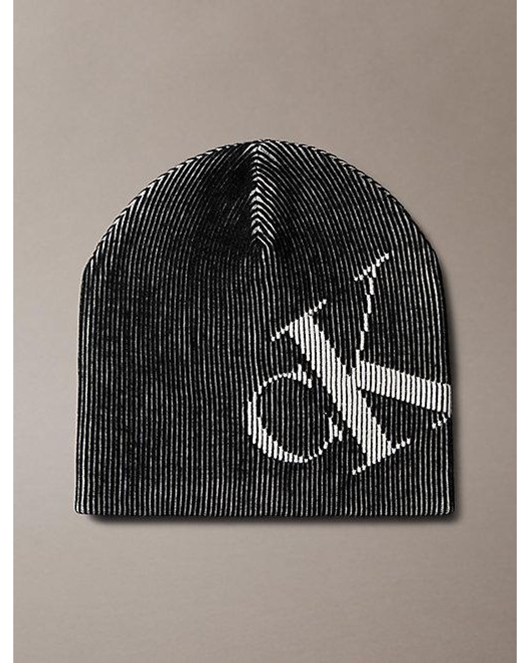 Calvin Klein Black Graphic Logo Scullcap Beanie for men
