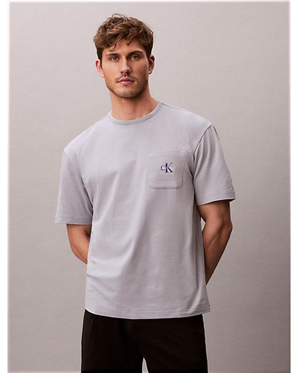 Calvin Klein Purple Pyjama T-Shirt Icon Cotton Stretch Graphic for men
