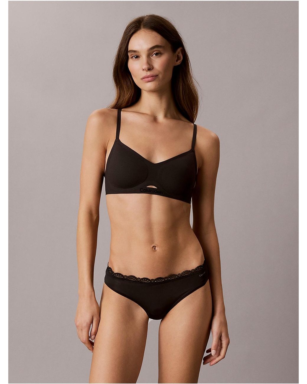 Calvin Klein Black Bikini Briefs Microfibre Stretch With Lace