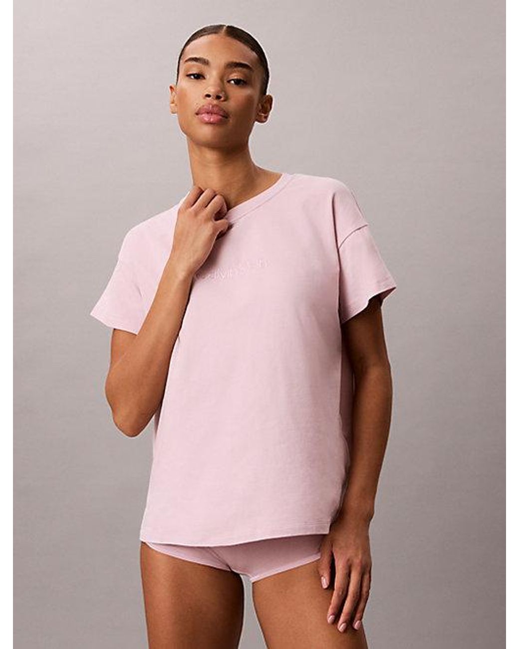 Calvin Klein Pink Relaxed T-Shirt Icon Cotton Stretch
