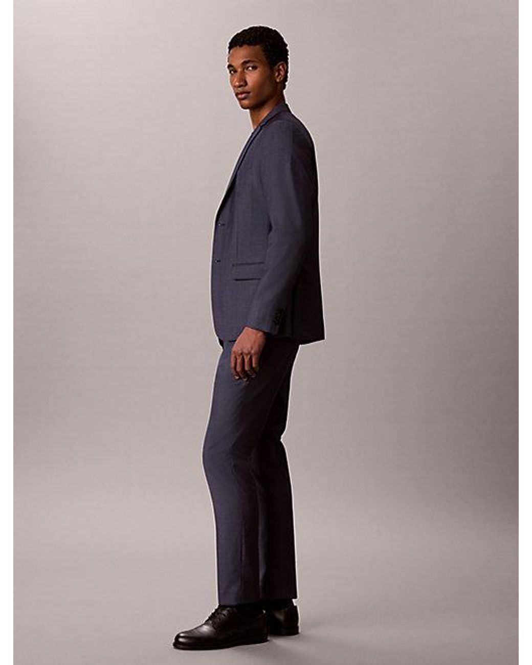 Calvin Klein Blue Slim Wool Textured Blazer for men