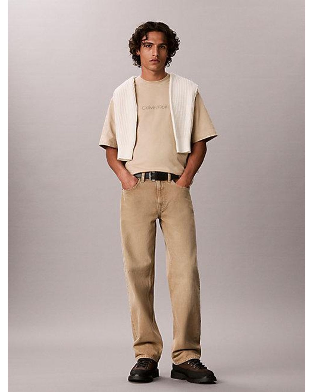 Calvin Klein Natural Relaxed Heavy Jersey Logo T-Shirt for men