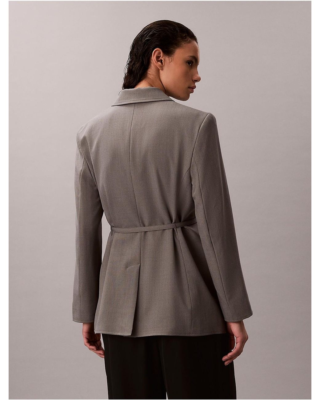 Calvin Klein Brown Stretch Belted Blazer