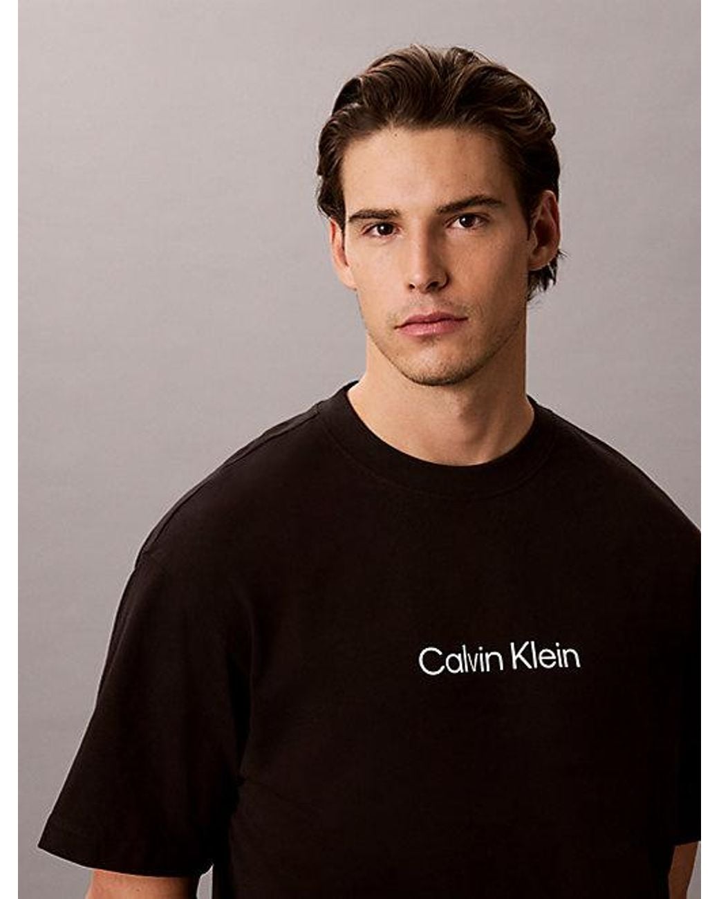 Calvin Klein Black Relaxed Heavy Jersey Logo T-Shirt for men