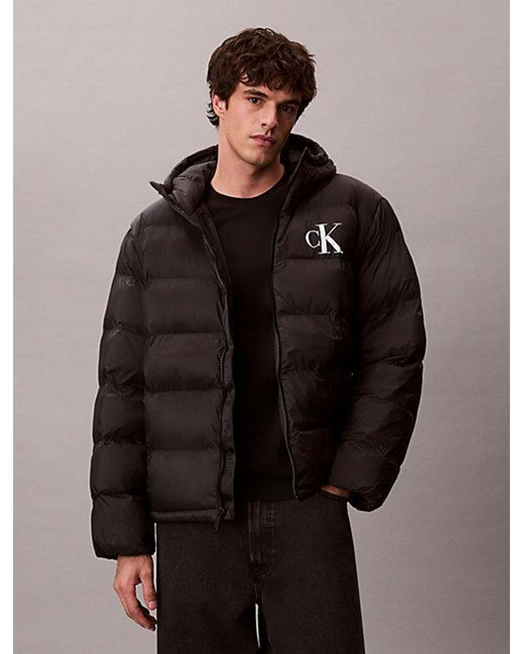 Calvin Klein Brown Jeans Monogram Puffer Jacket for men