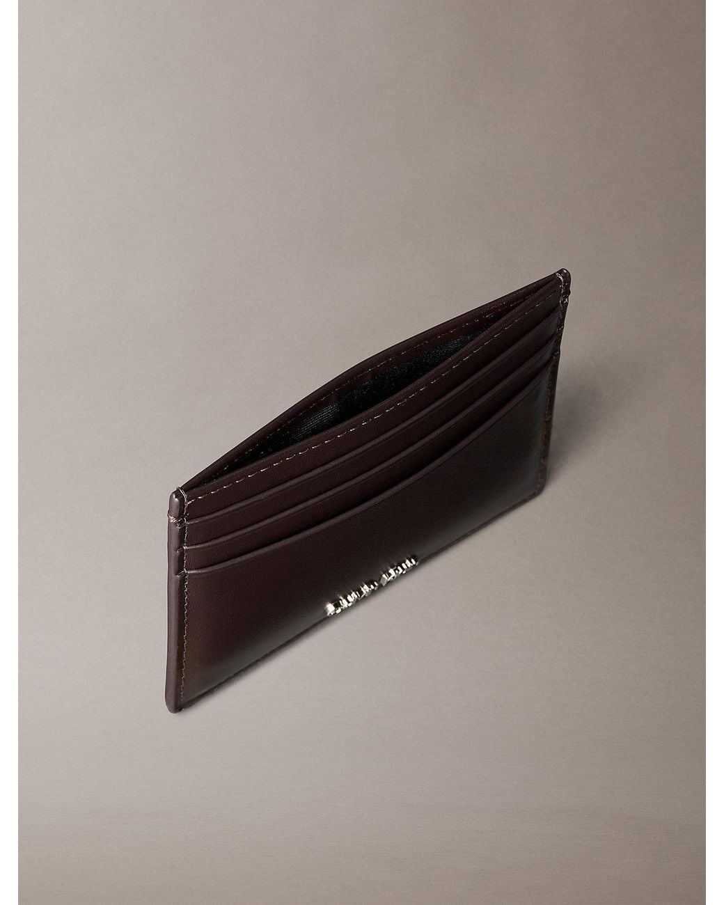 Calvin Klein Brown Logo Leather Rfid Cardholder for men