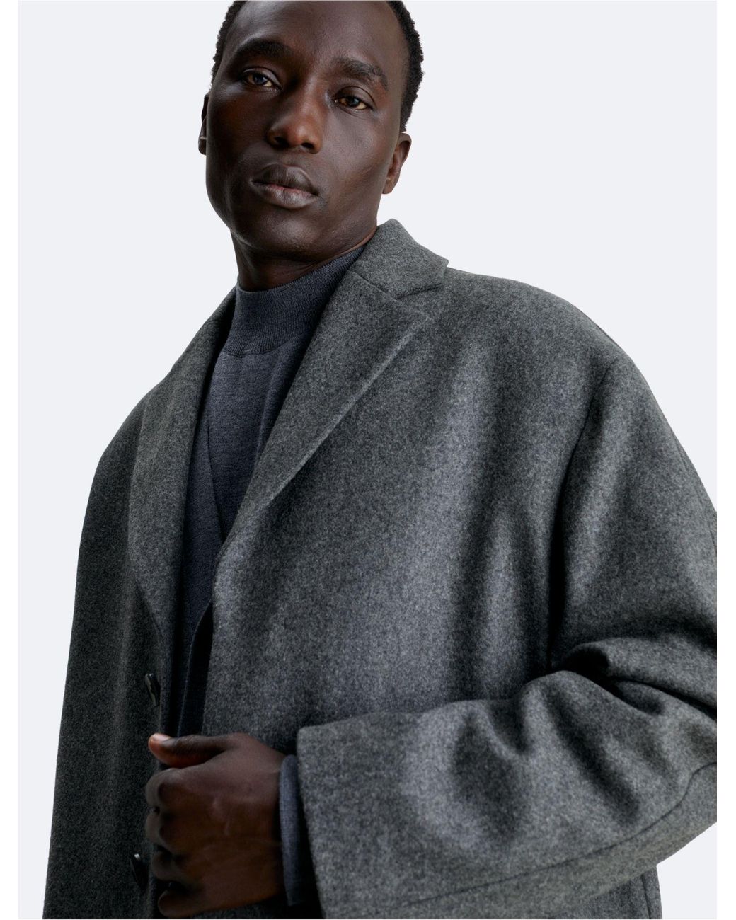 Calvin klein grey wool coat cheap