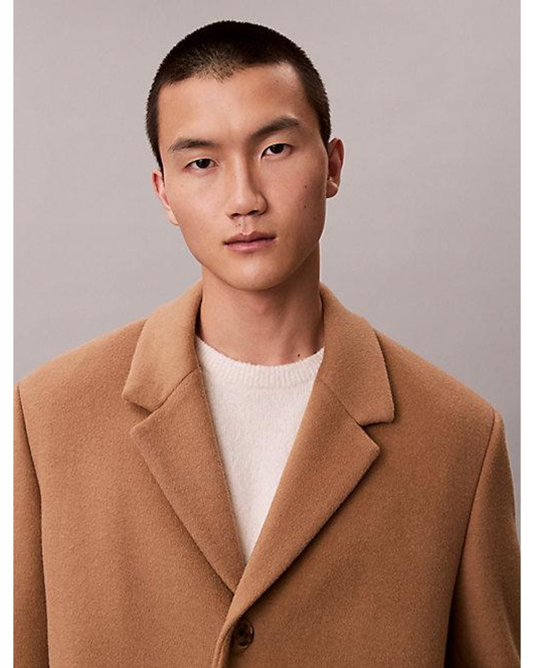 Calvin Klein Natural Wool Blend Overcoat for men