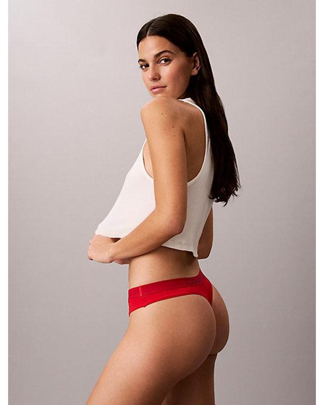 Calvin Klein Red Thong Extra Soft Cotton Stretch